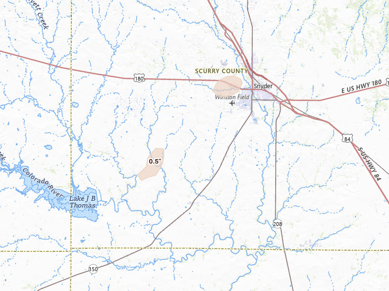 Radar-estimated hail-size map of the storm over Snyder, TX