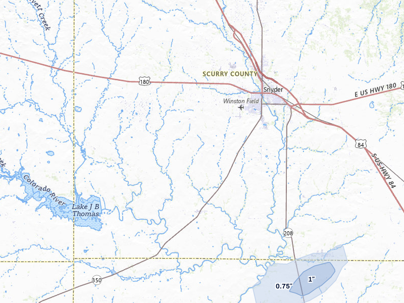 NEXRAD radar-signature map of the hail over Snyder, TX