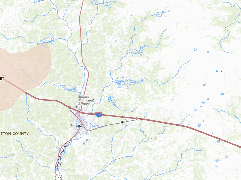 Radar-estimated hail-size map of the storm over Sonora, TX on Mar 10, 2026