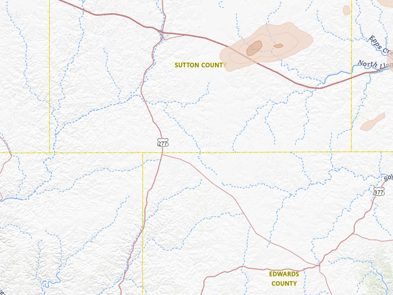 Radar-estimated hail-size map of the storm over Sonora, TX on May 20, 2026