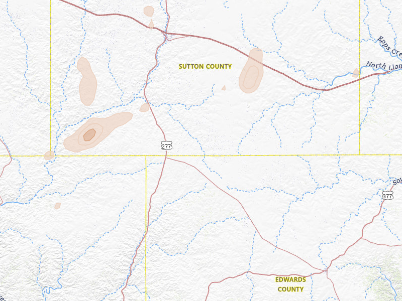 Radar-estimated hail-size map of the storm over Sonora, TX