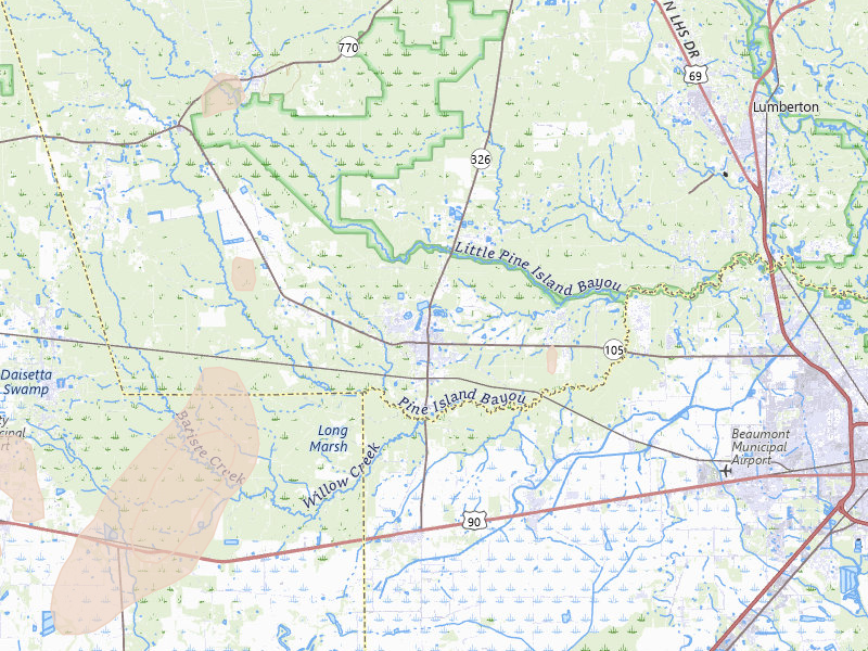 Radar-estimated hail-size map of the storm over Sour Lake, TX on Jul 22, 2026
