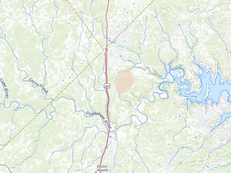 Radar-estimated hail-size map of the storm over Spring Branch, TX on Aug 27, 2026