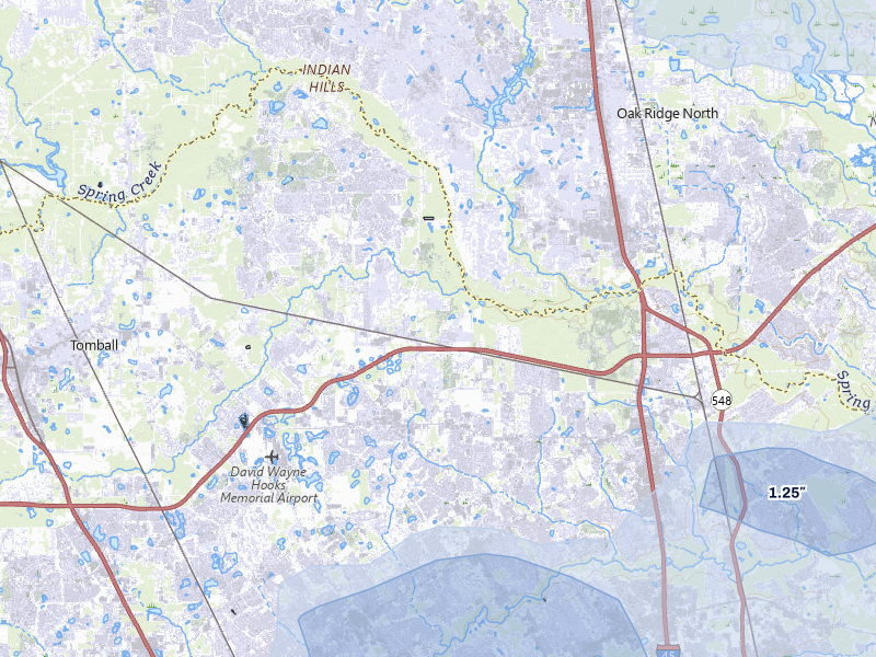 NEXRAD radar-signature map of the hail storm over Spring, TX on Mar 7, 2026