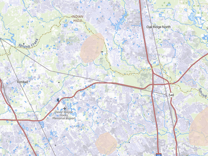 Radar-estimated hail-size map of the storm over Spring, TX on Jun 19, 2026