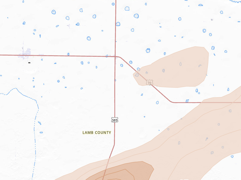 Radar-estimated hail-size map of the storm over Springlake, TX on Apr 3, 2026