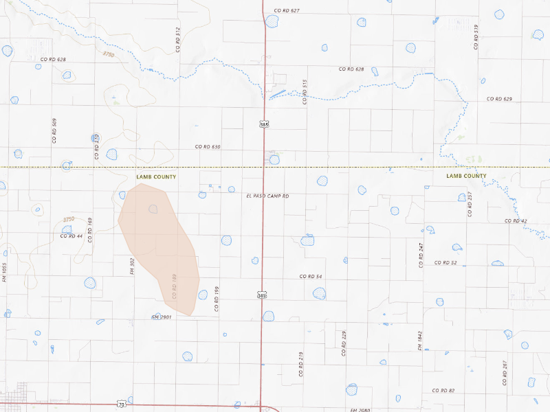 Radar-estimated hail-size map of the storm over Springlake, TX