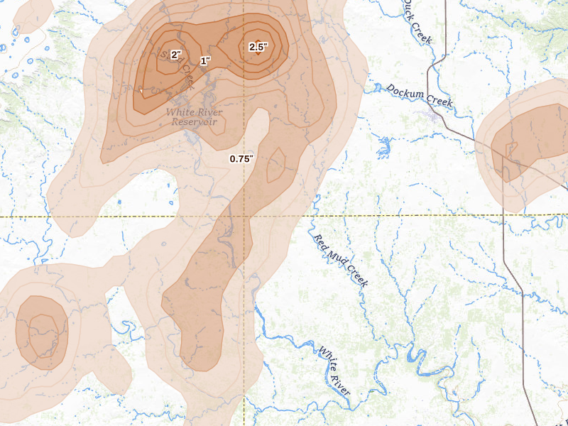 Radar-estimated hail-size map of the storm over Spur, TX on May 31, 2026
