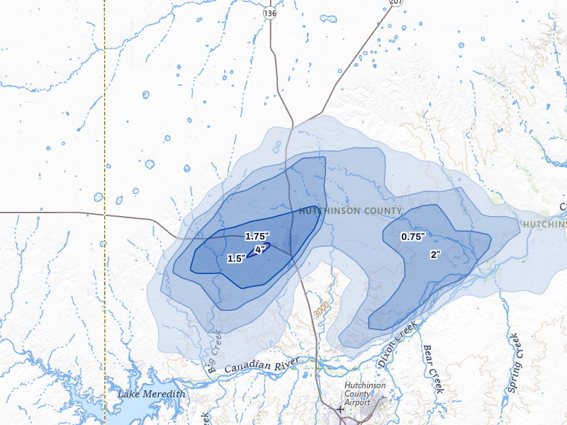 NEXRAD radar-signature map of the hail storm over Stinnett, TX on Jun 1, 2026