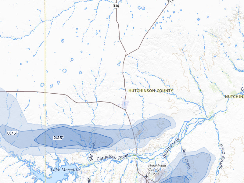 NEXRAD radar-signature map of the hail storm over Stinnett, TX on Jul 5, 2026
