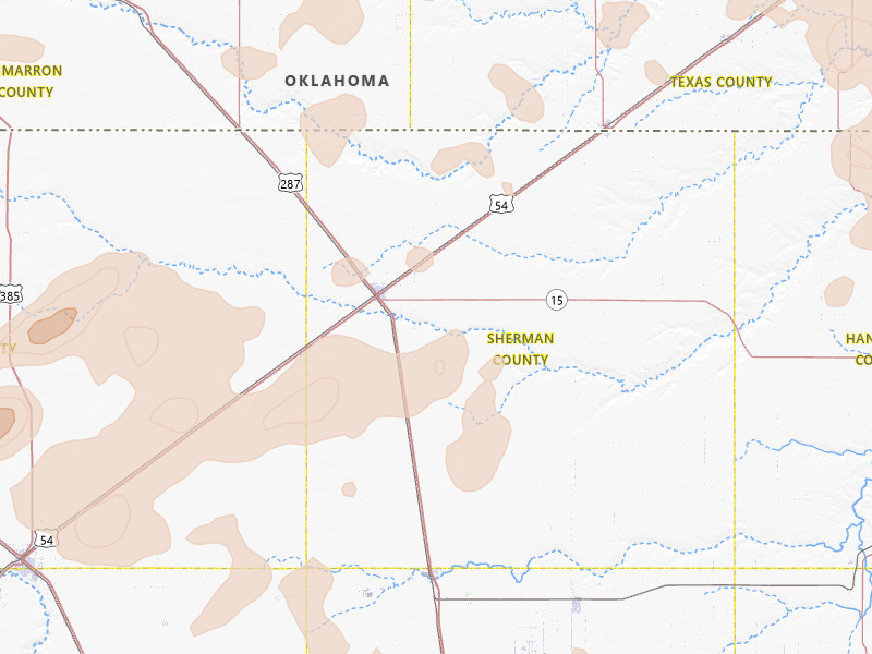 Radar-estimated hail-size map of the storm over Stratford, TX on Jun 12, 2026