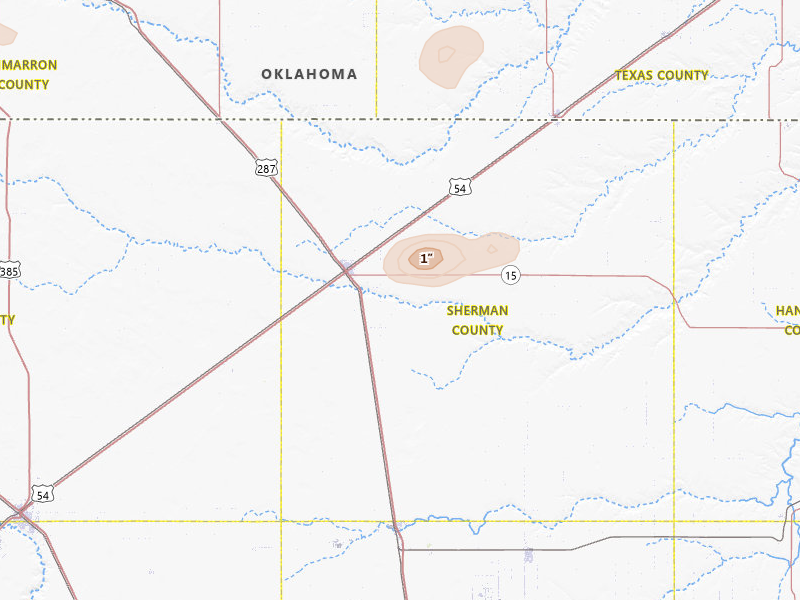 Radar-estimated hail-size map of the storm over Stratford, TX