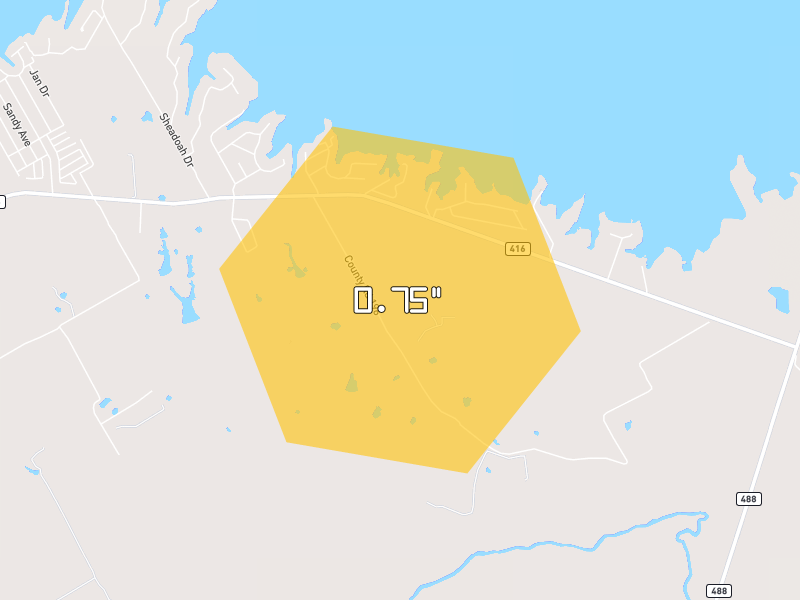 Hail map of Streetman, TX on Jul 7, 2026, hail up to 0.75"