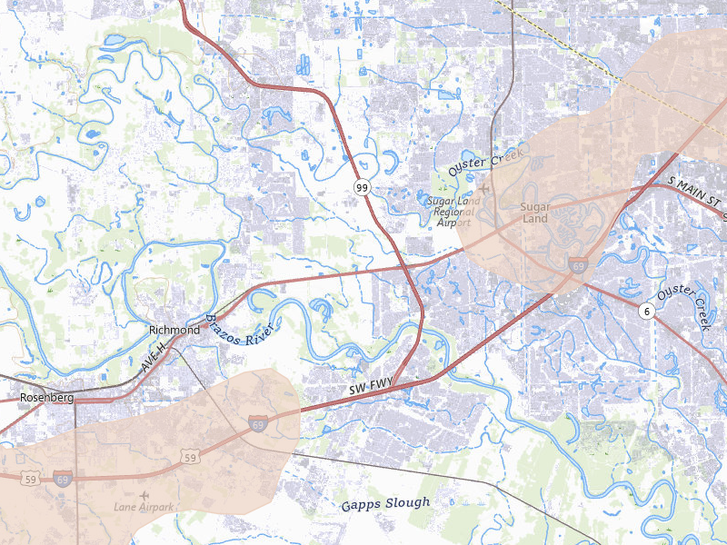 Radar-estimated hail-size map of the storm over Sugar Land, TX on May 22, 2026