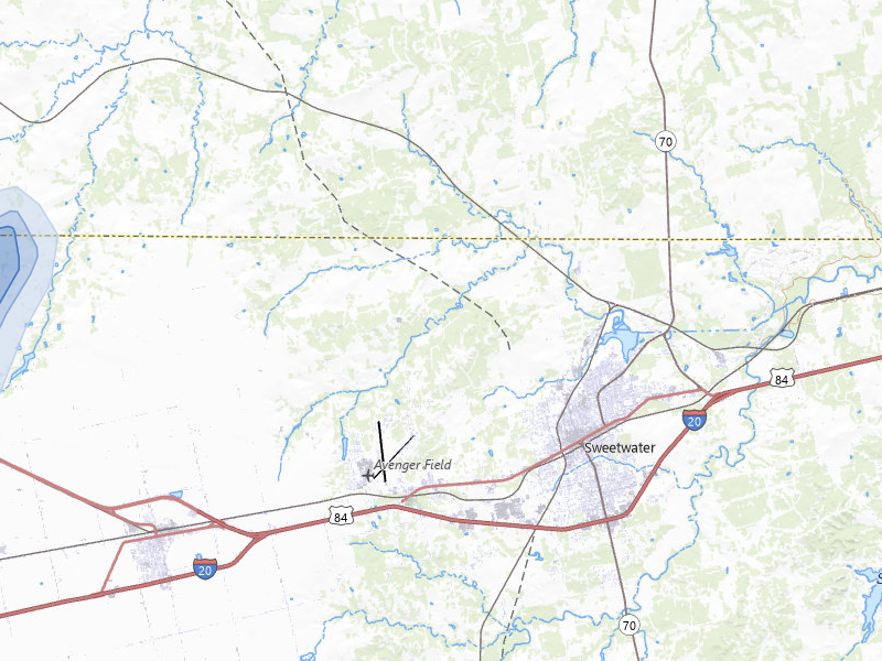 NEXRAD radar-signature map of the hail over Sweetwater, TX