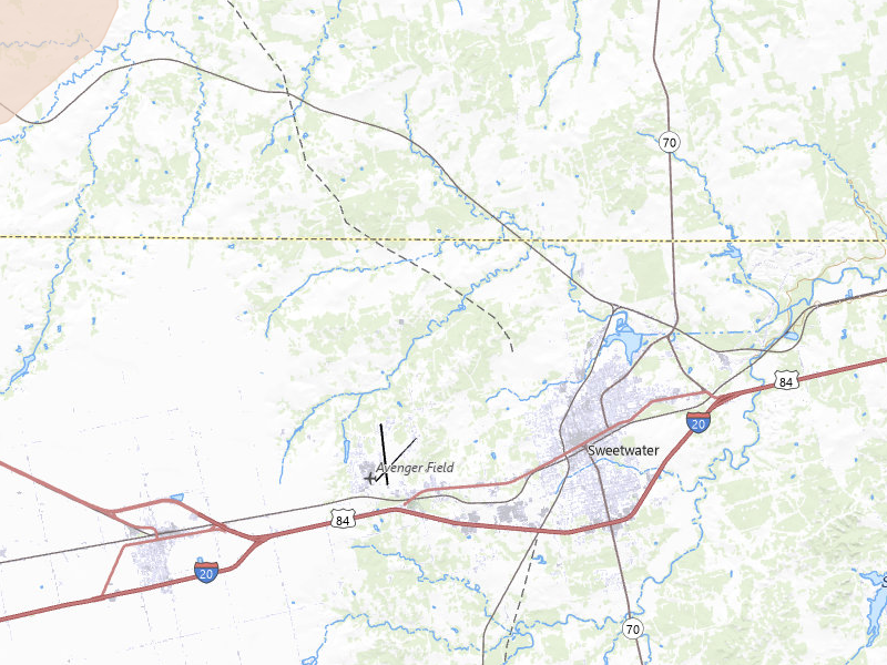 Radar-estimated hail-size map of the storm over Sweetwater, TX on Jul 5, 2026