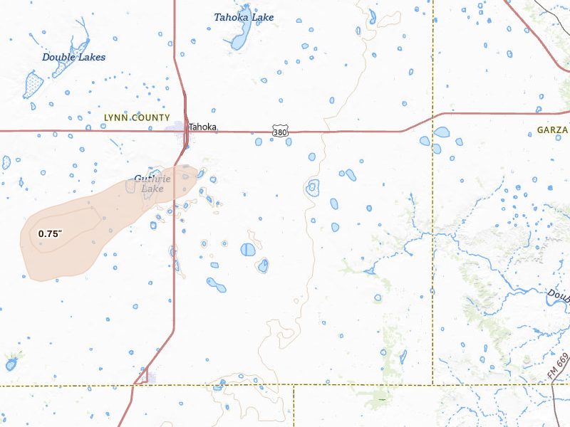 Radar-estimated hail-size map of the storm over Tahoka, TX on Jun 25, 2026