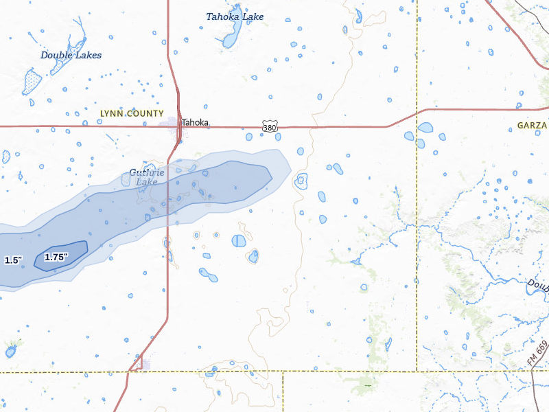 NEXRAD radar-signature map of the hail storm over Tahoka, TX on Jun 25, 2026