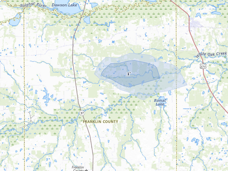 NEXRAD radar-signature map of the hail storm over Talco, TX on Jul 12, 2026
