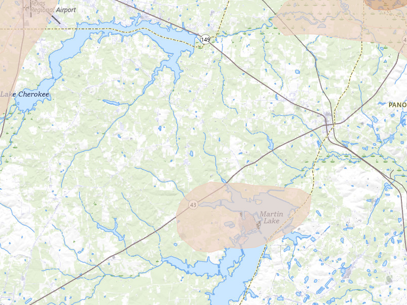 Radar-estimated hail-size map of the storm over Tatum, TX on May 22, 2026