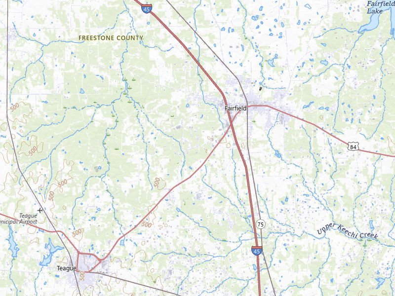 Radar-estimated hail-size map of the storm over Teague, TX on May 25, 2026