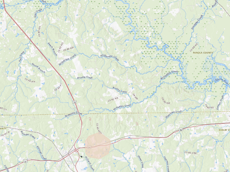 Radar-estimated hail-size map of the storm over Tenaha, TX