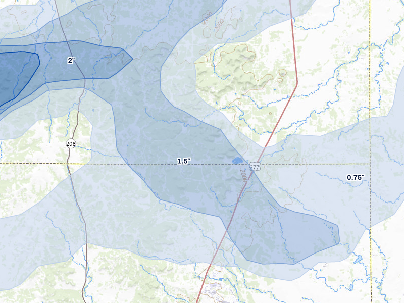 NEXRAD radar-signature map of the hail storm over Tennyson, TX on Apr 1, 2026
