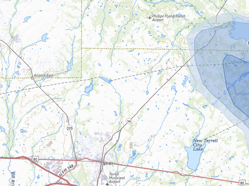 NEXRAD radar-signature map of the hail over Terrell, TX