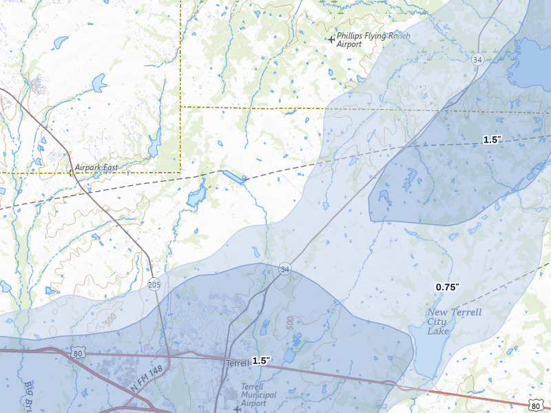 NEXRAD radar-signature map of the hail storm over Terrell, TX on Jun 6, 2026