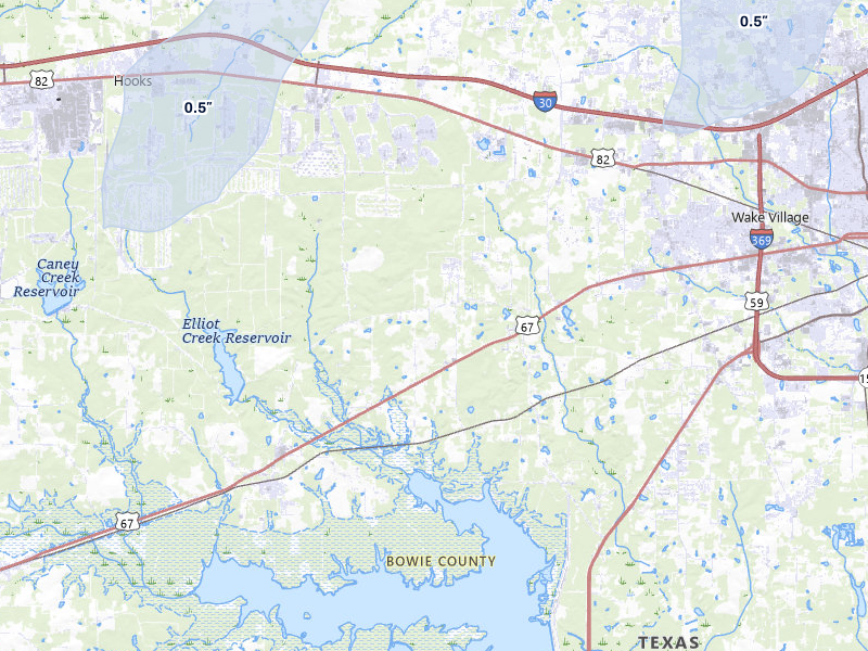 NEXRAD radar-signature map of the hail storm over Texarkana, TX on Mar 6, 2026