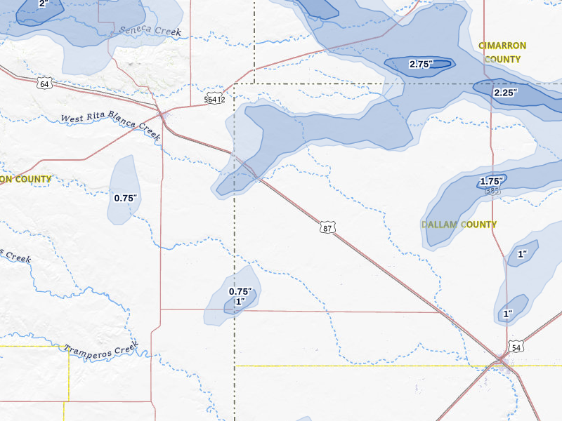 NEXRAD radar-signature map of the hail storm over Texline, TX on Jun 26, 2026