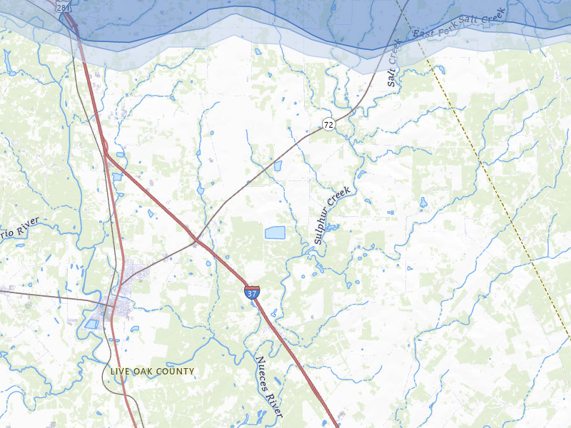 NEXRAD radar-signature map of the hail storm over Three Rivers, TX on May 1, 2026