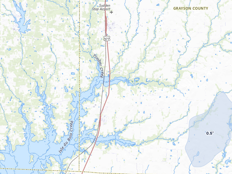 NEXRAD radar-signature map of the hail storm over Tioga, TX on Mar 6, 2026
