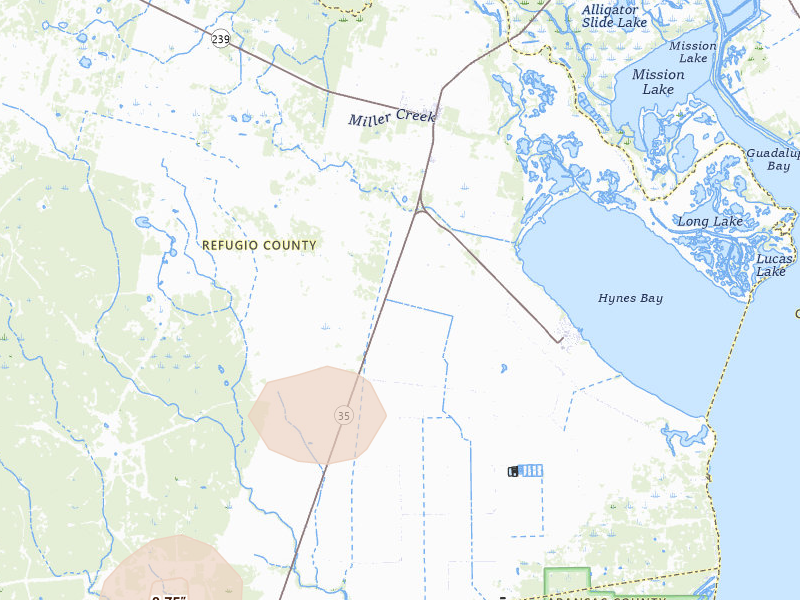 Radar-estimated hail-size map of the storm over Tivoli, TX on May 10, 2026