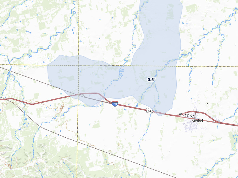 NEXRAD radar-signature map of the hail storm over Trent, TX on Apr 17, 2026