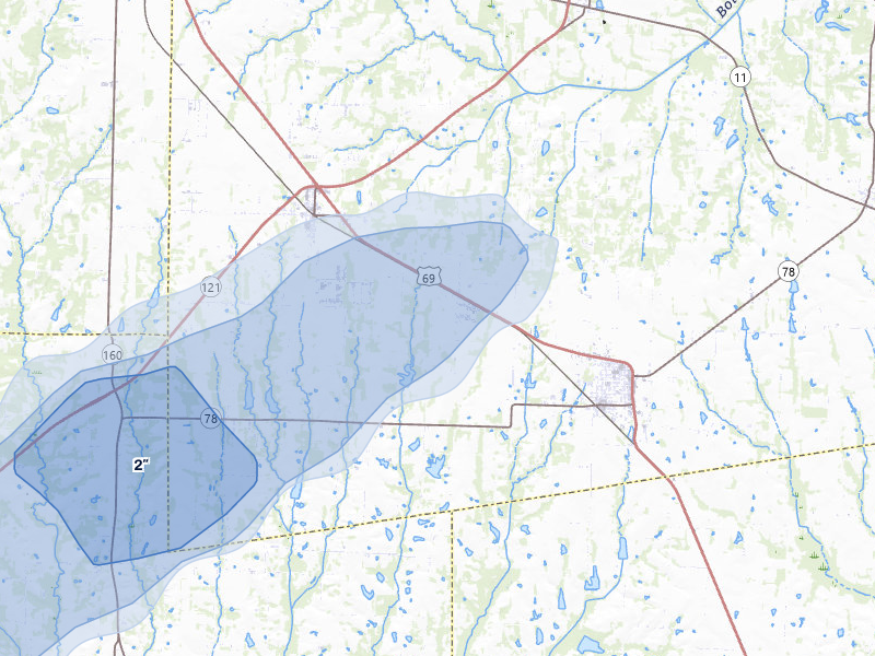 NEXRAD radar-signature map of the hail storm over Trenton, TX on Jun 6, 2026