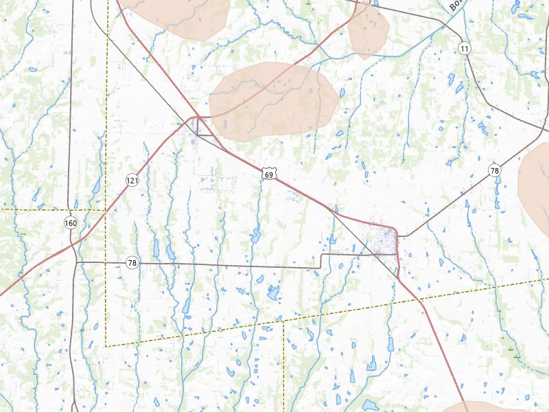 Radar-estimated hail-size map of the storm over Trenton, TX on Jun 19, 2026