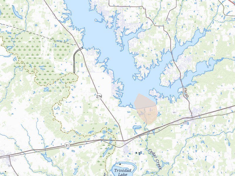 Radar-estimated hail-size map of the storm over Trinidad, TX on Aug 8, 2026