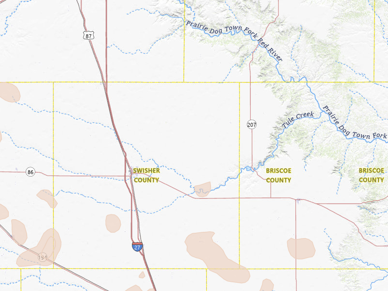 Radar-estimated hail-size map of the storm over Tulia, TX on May 23, 2026