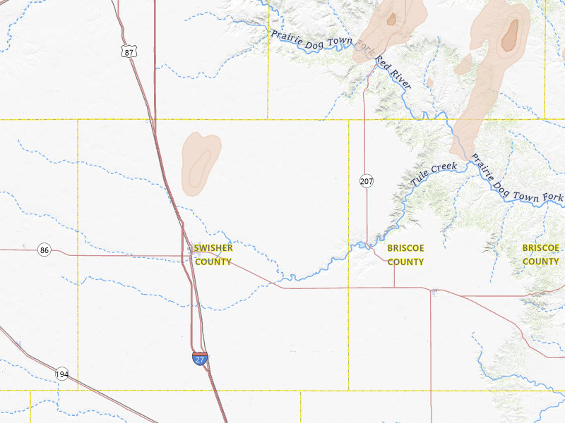 Radar-estimated hail-size map of the storm over Tulia, TX on Jun 30, 2026