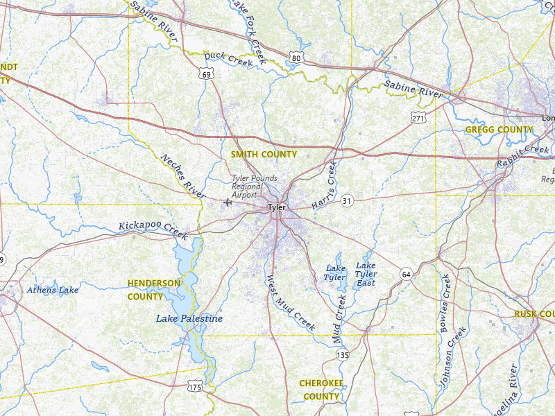 NEXRAD radar-signature map of the hail storm over Tyler, TX on Apr 29, 2026