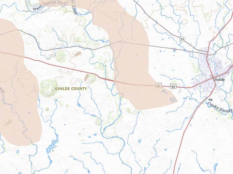 Radar-estimated hail-size map of the storm over Uvalde, TX on May 10, 2026