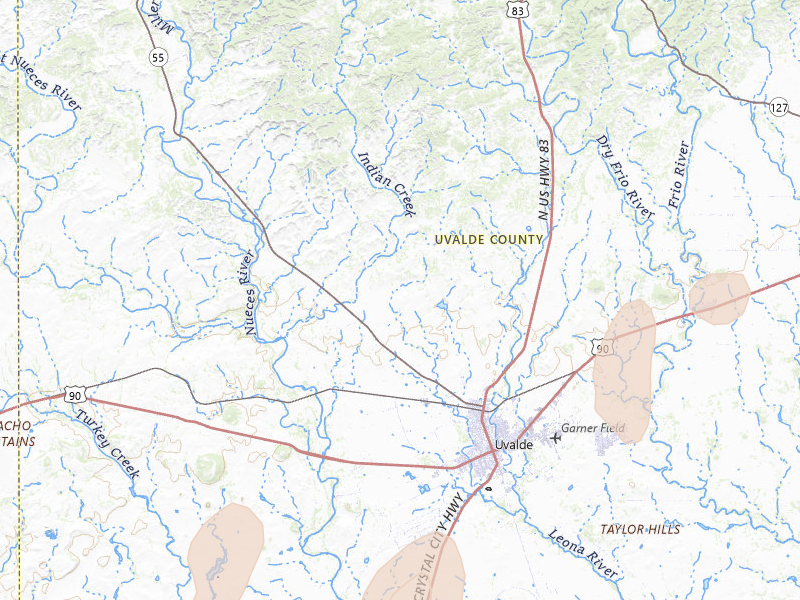 Radar-estimated hail-size map of the storm over Uvalde, TX on Jul 15, 2026