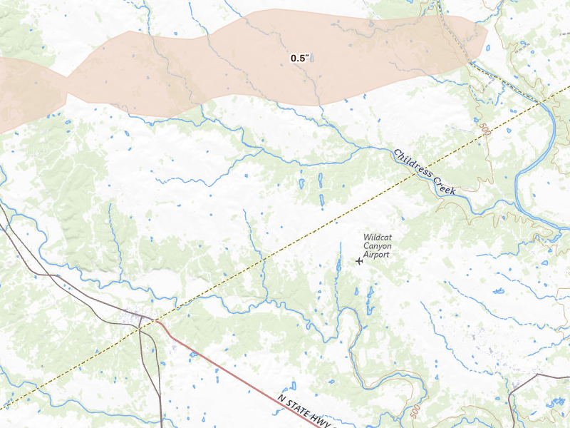 Radar-estimated hail-size map of the storm over Valley Mills, TX on Apr 18, 2026