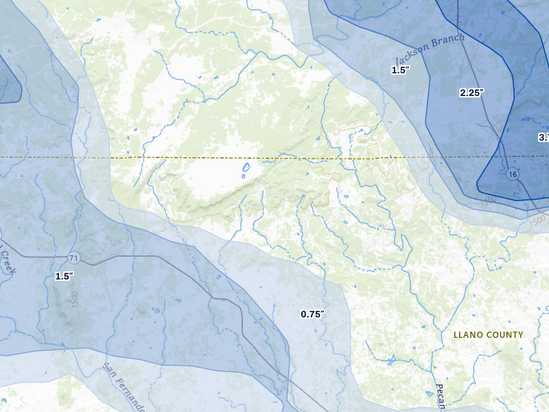 NEXRAD radar-signature map of the hail storm over Valley Spring, TX on May 10, 2026