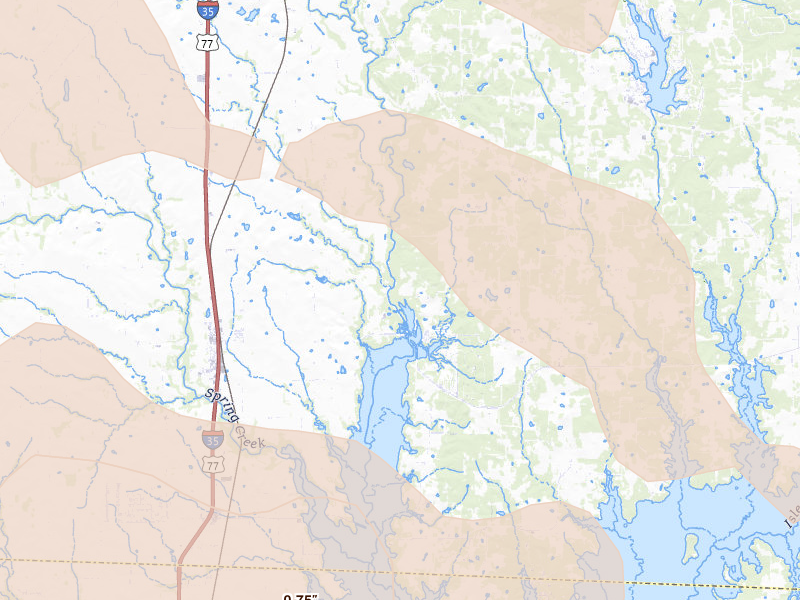 Radar-estimated hail-size map of the storm over Valley View, TX on Jun 18, 2026