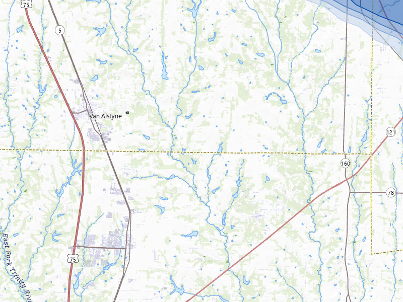 NEXRAD radar-signature map of the hail storm over Van Alstyne, TX on Apr 25, 2026