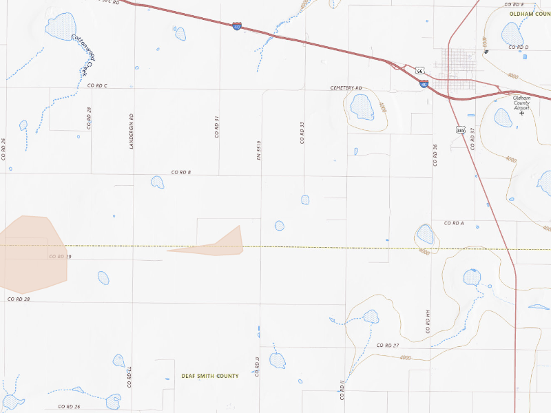 Radar-estimated hail-size map of the storm over Vega, TX
