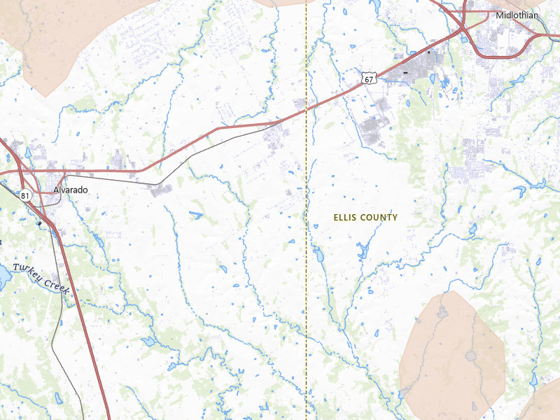 Radar-estimated hail-size map of the storm over Venus, TX on Jun 6, 2026