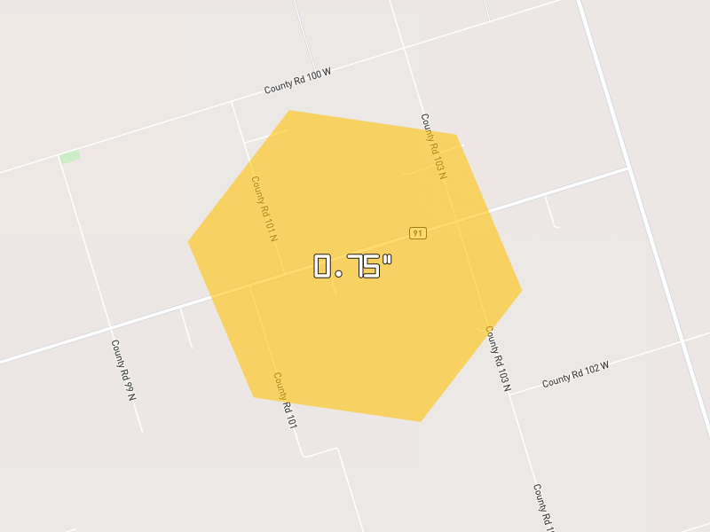 Hail map of Vernon, TX on Jun 6, 2026, hail up to 0.75"
